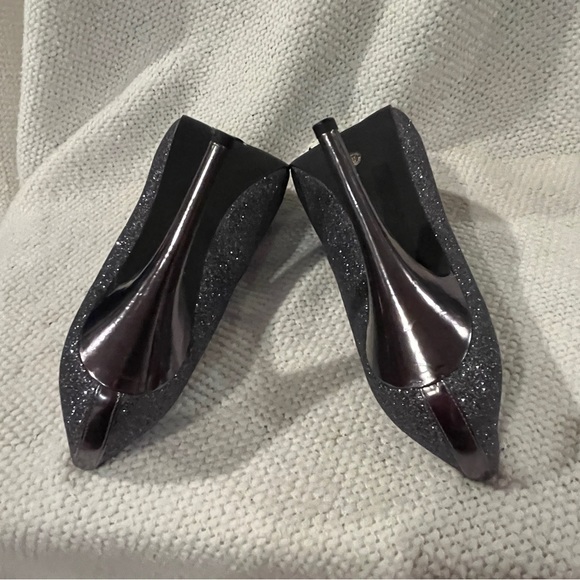 Women’s sparkly silver peep toe pump heels - Picture 6 of 10